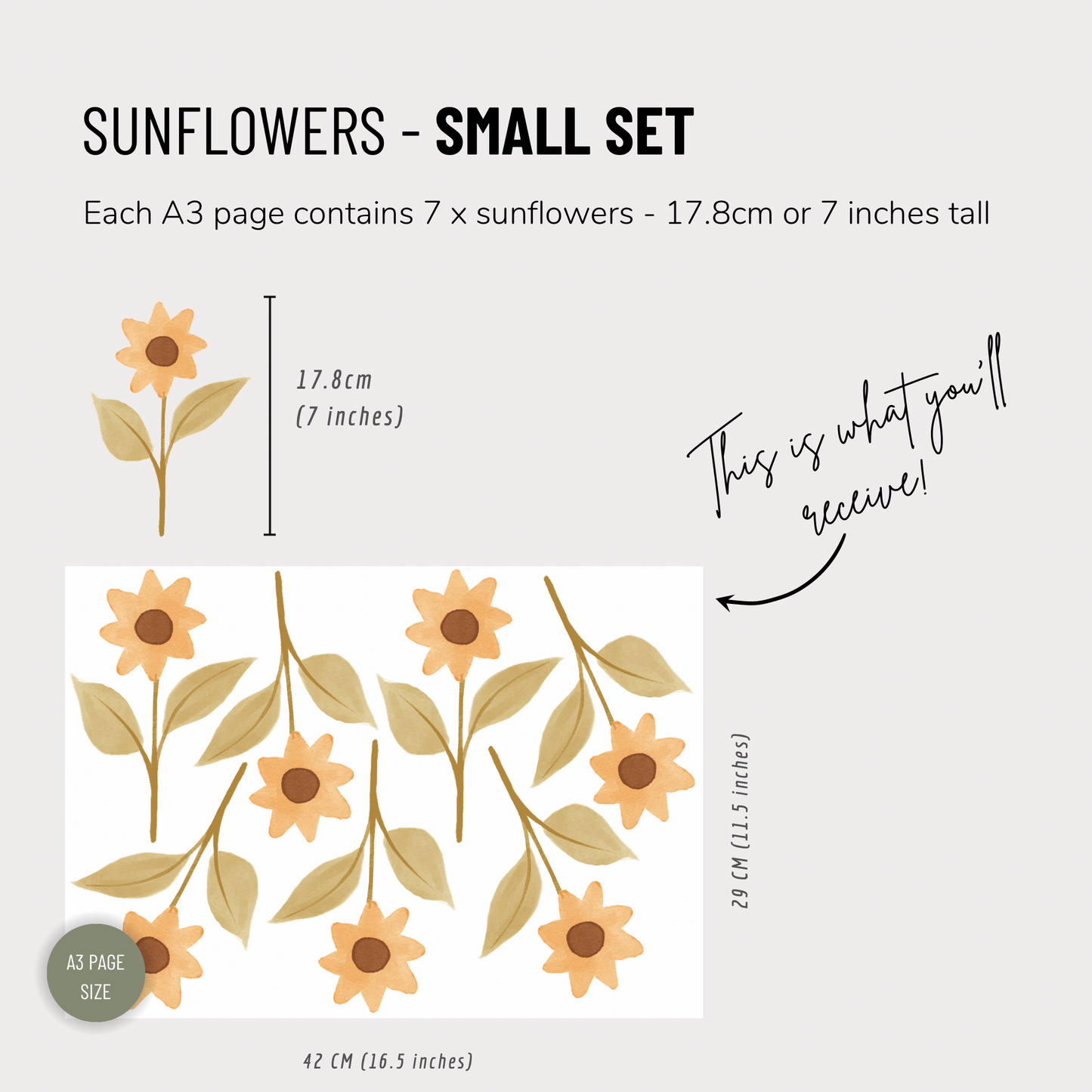 Boho Sunflower Fabric Wall Decals