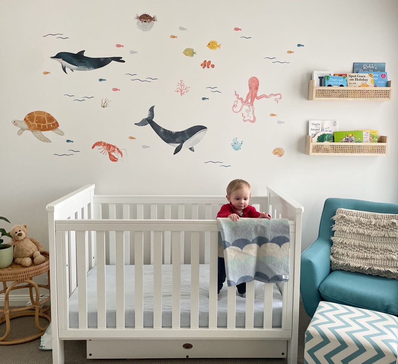 Under the Sea - Fabric Wall Decals (Whale, Dolphin, Octopus, Turtle)