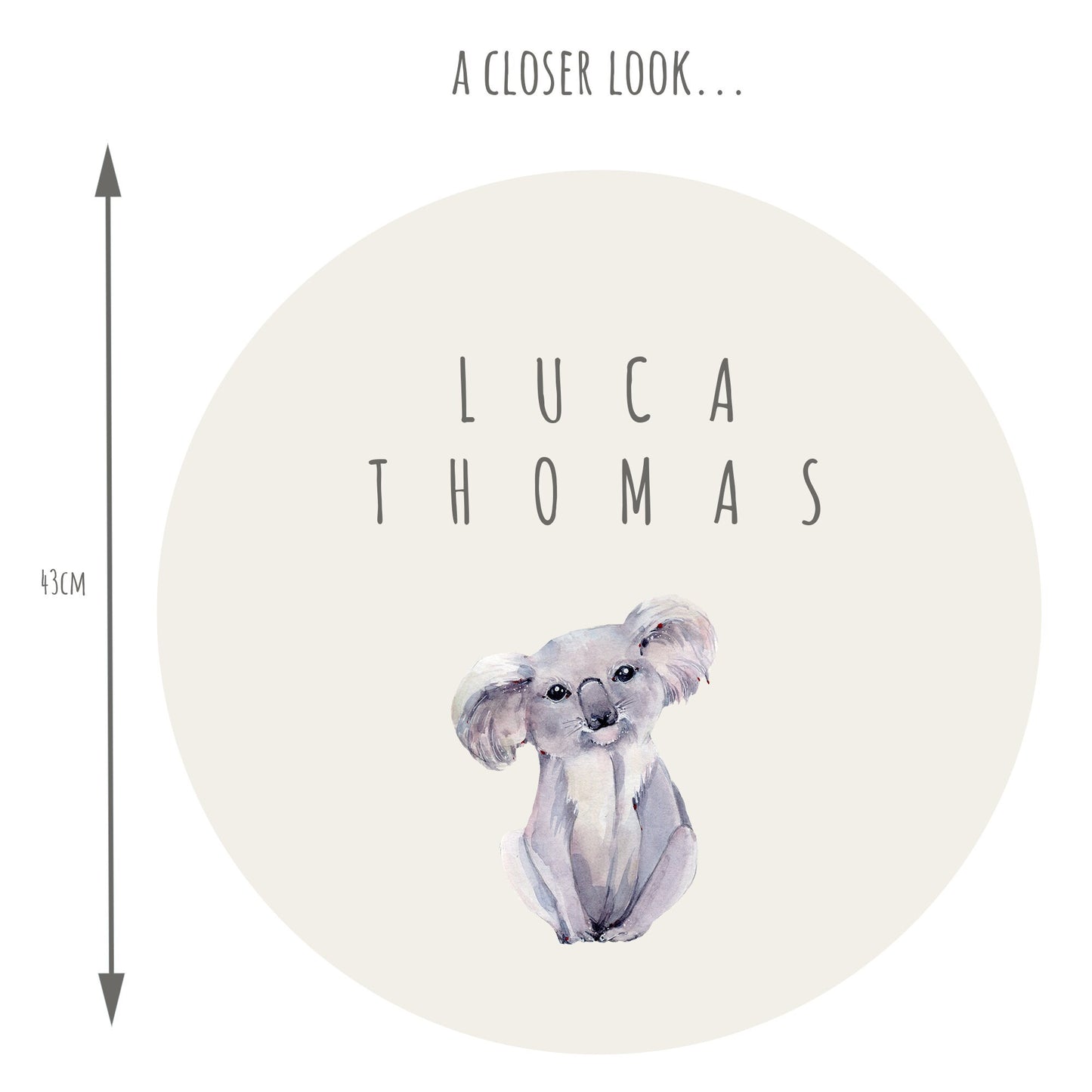 Personalised Custom Name Wall Decal - Koala / Australian gum leaves