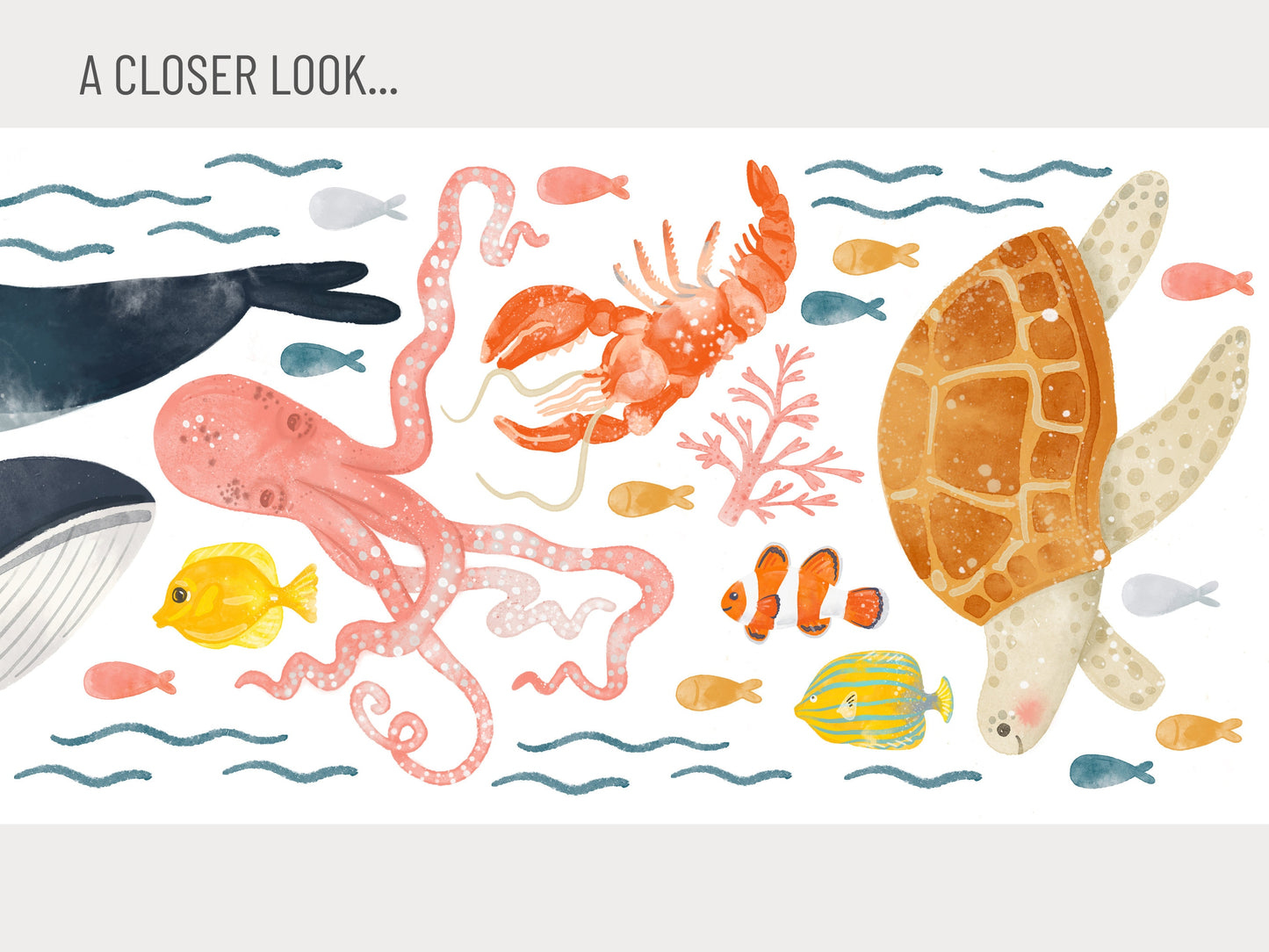 Under the Sea - Fabric Wall Decals (Whale, Dolphin, Octopus, Turtle)