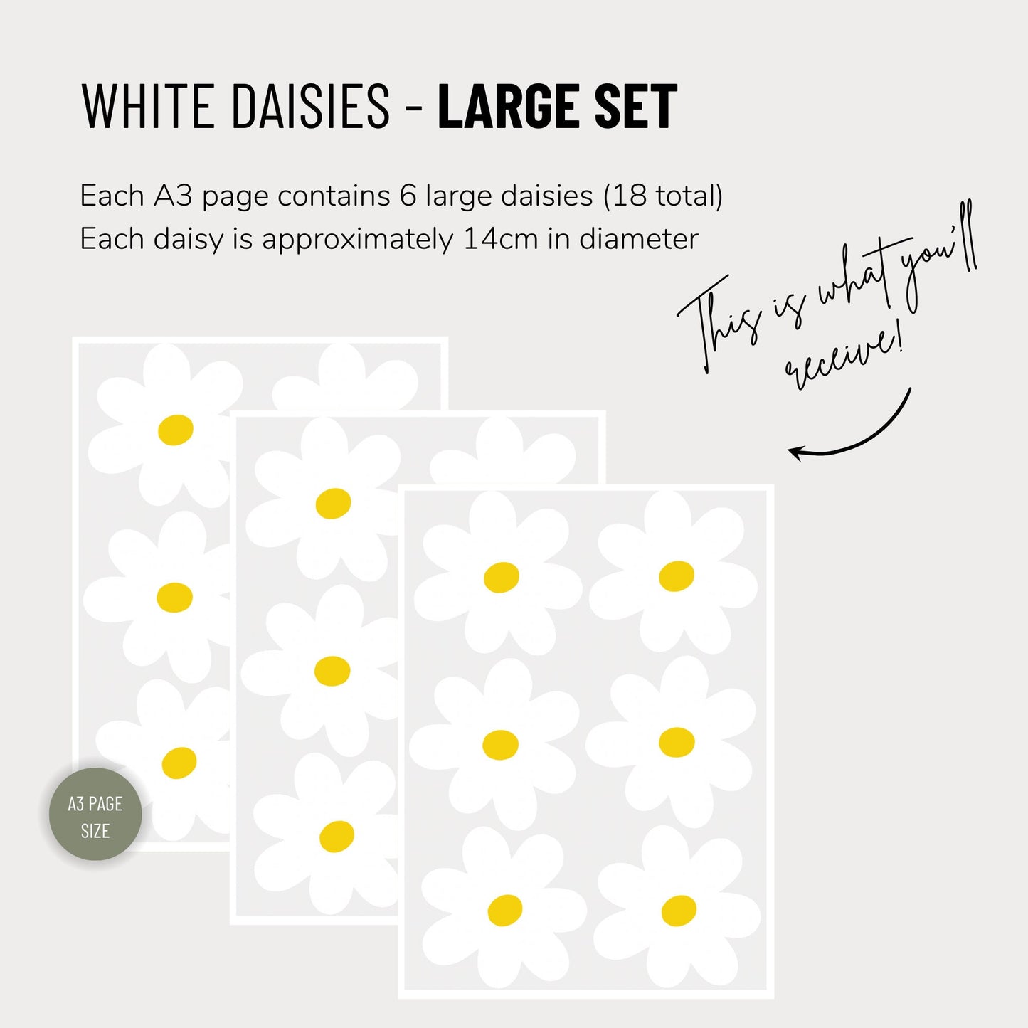 White Daisy Fabric Wall Decals