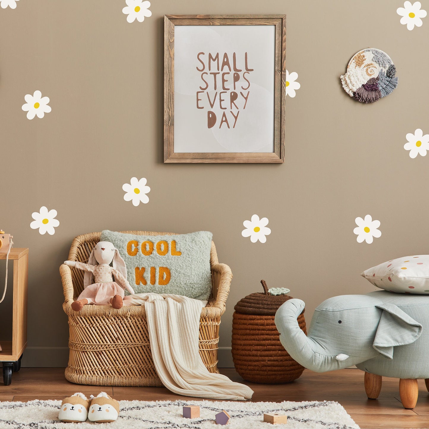 White Daisy Fabric Wall Decals
