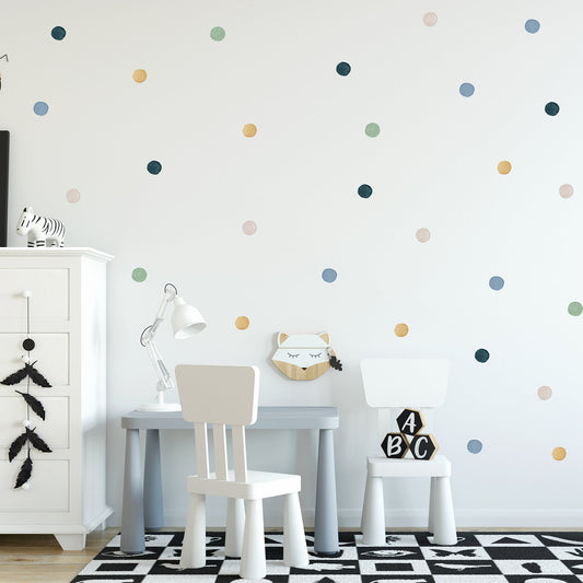 Watercolour Cool Polka Dot - Fabric Wall Decals