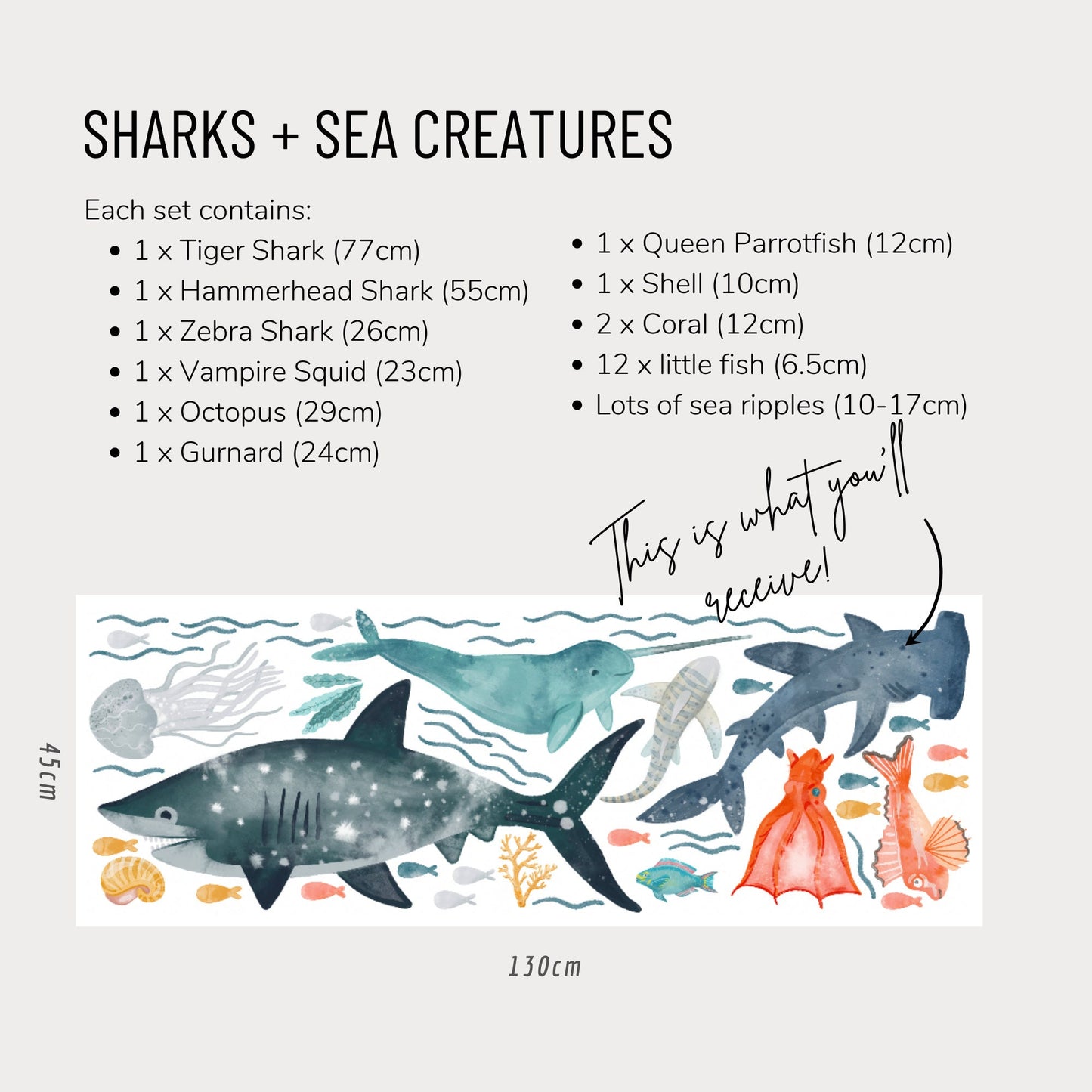 Sharks and More - Fabric Wall Decals