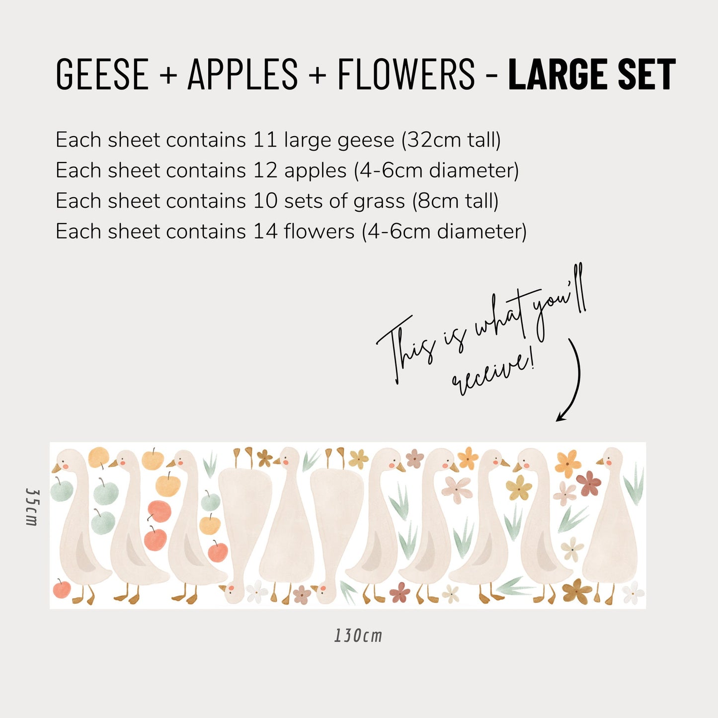 Geese, Apple and Flowers - Fabric Wall Decals
