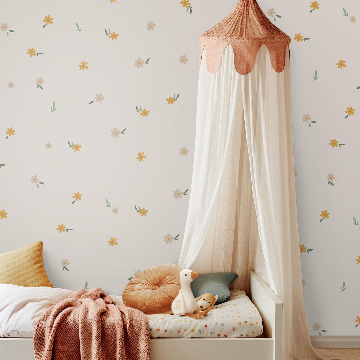 Yellow and Beige Mini Flowers - Fabric Wall Decals