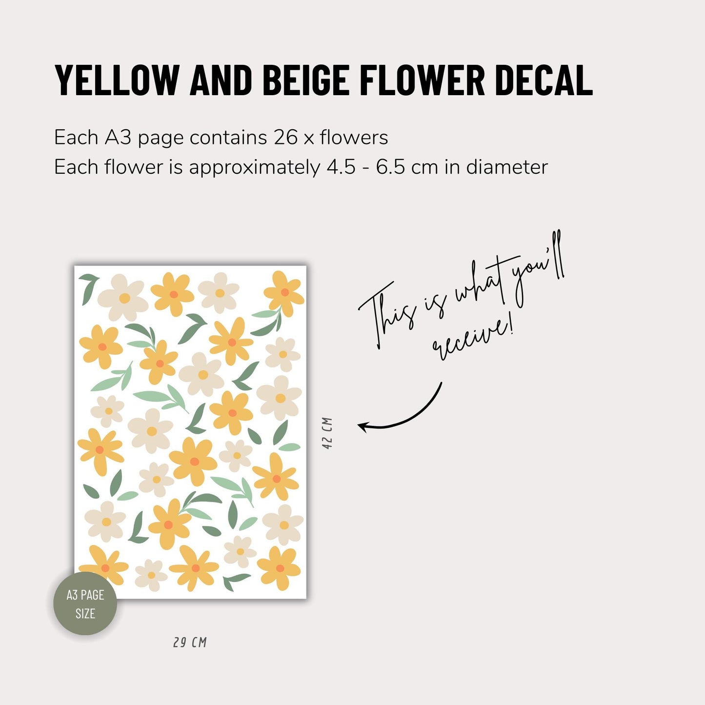 Yellow and Beige Mini Flowers - Fabric Wall Decals