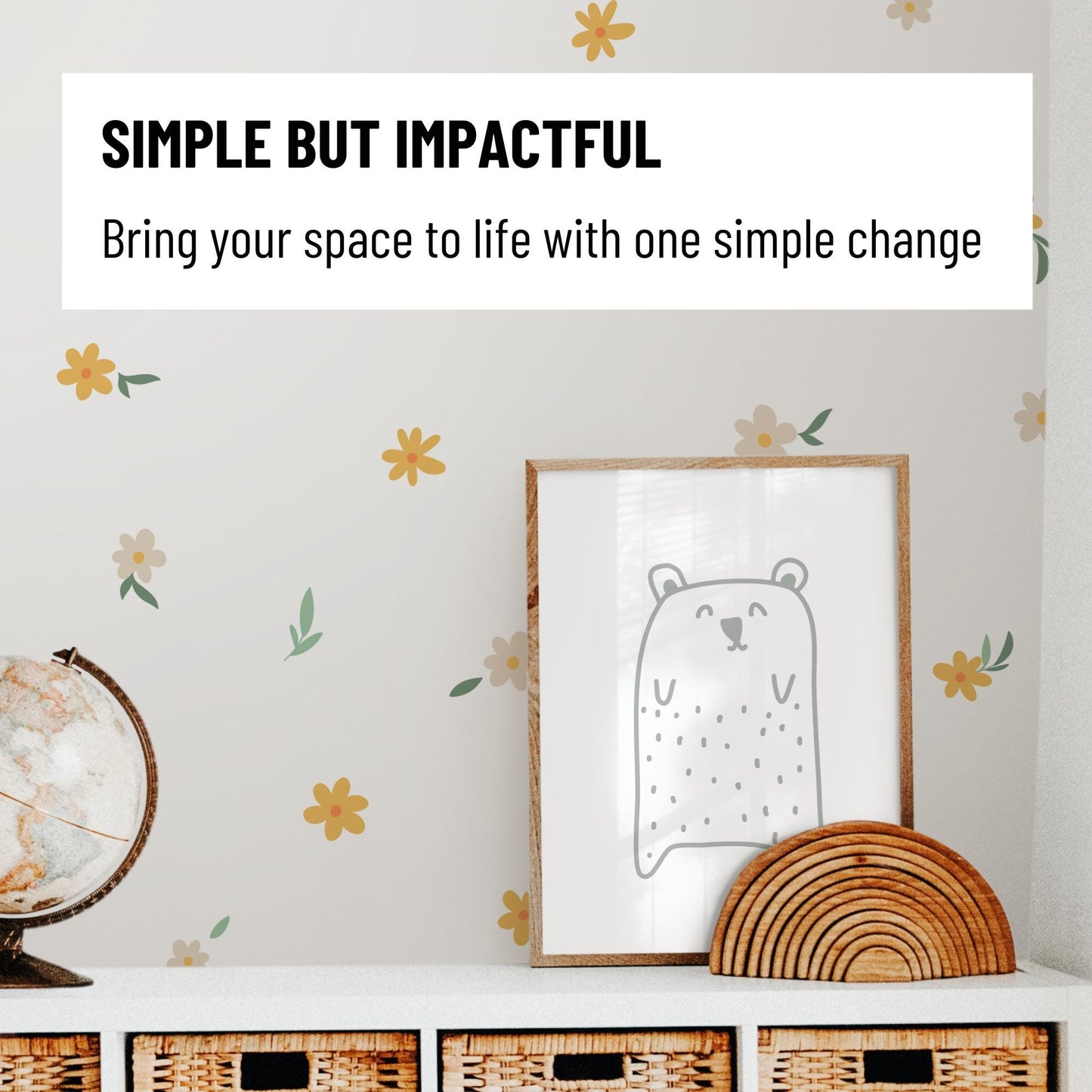 Yellow and Beige Mini Flowers - Fabric Wall Decals