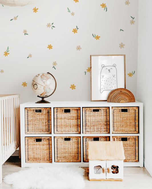 Yellow and Beige Mini Flowers - Fabric Wall Decals