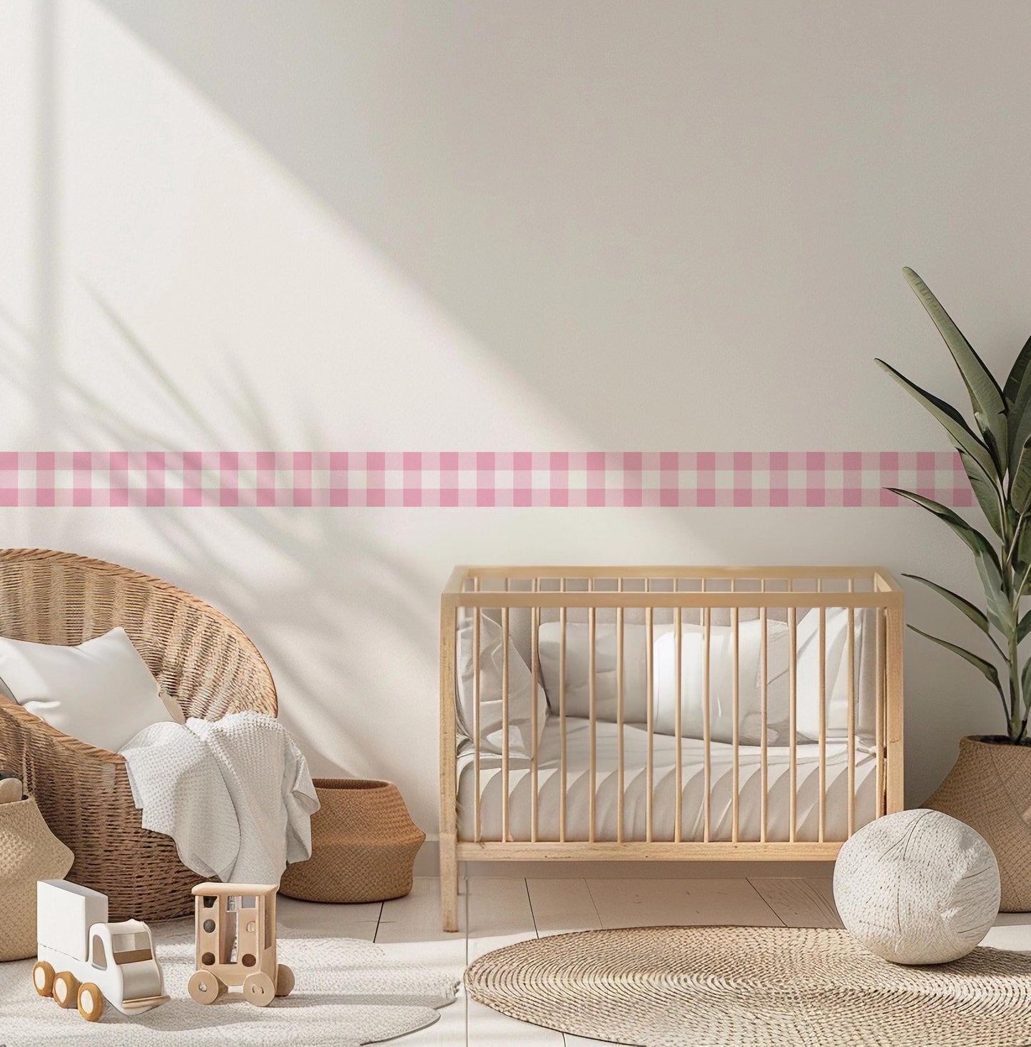 Gingham Wall Decal Strip – Fabric Wallpaper Border