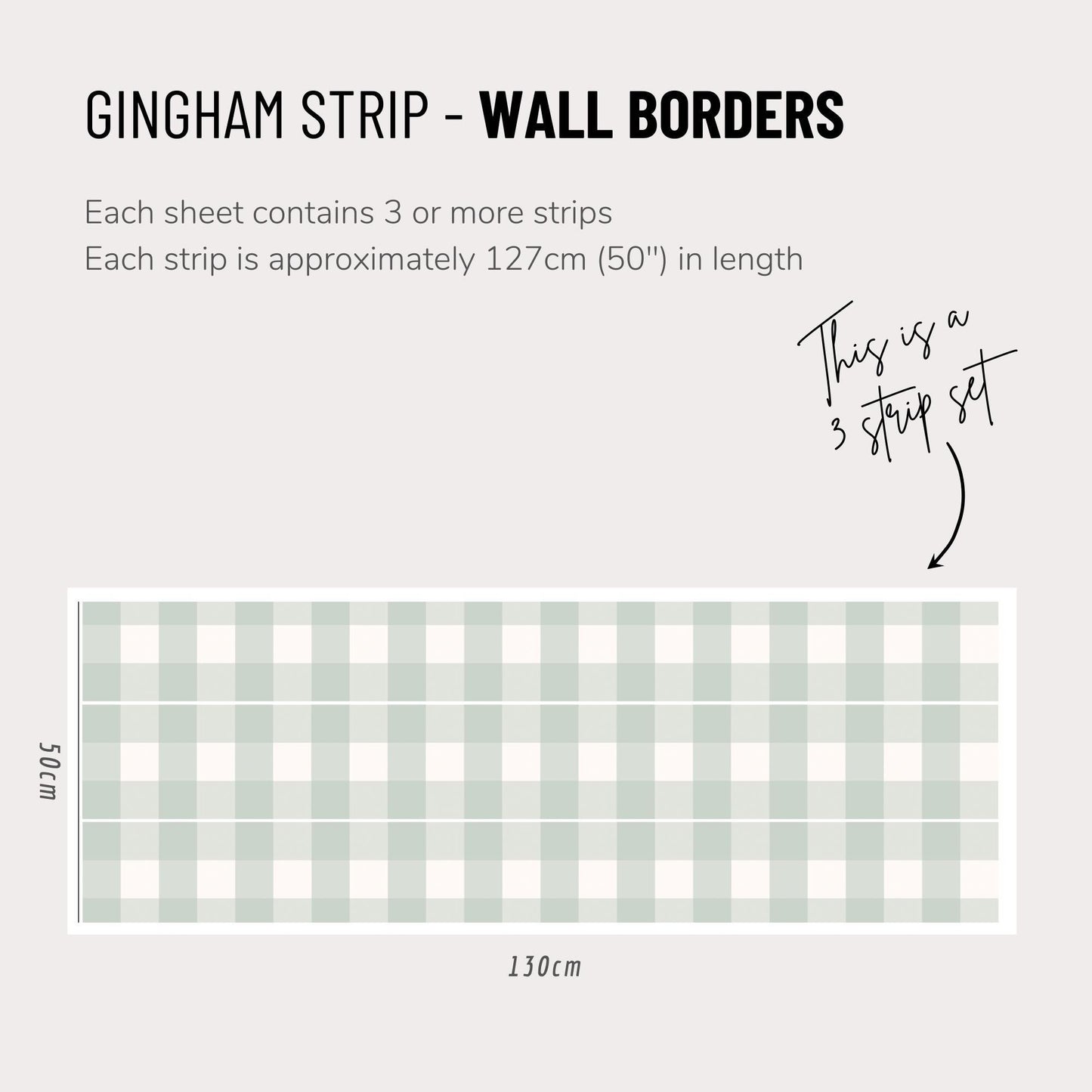 Gingham Wall Decal Strip – Fabric Wallpaper Border