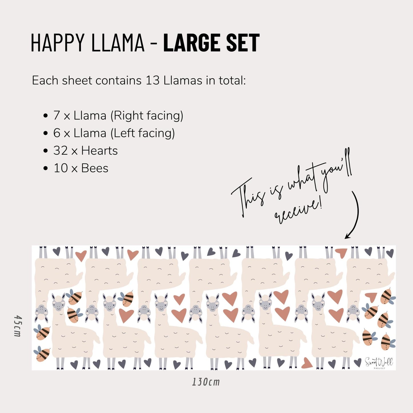 Happy Llama - Fabric Wall Decals