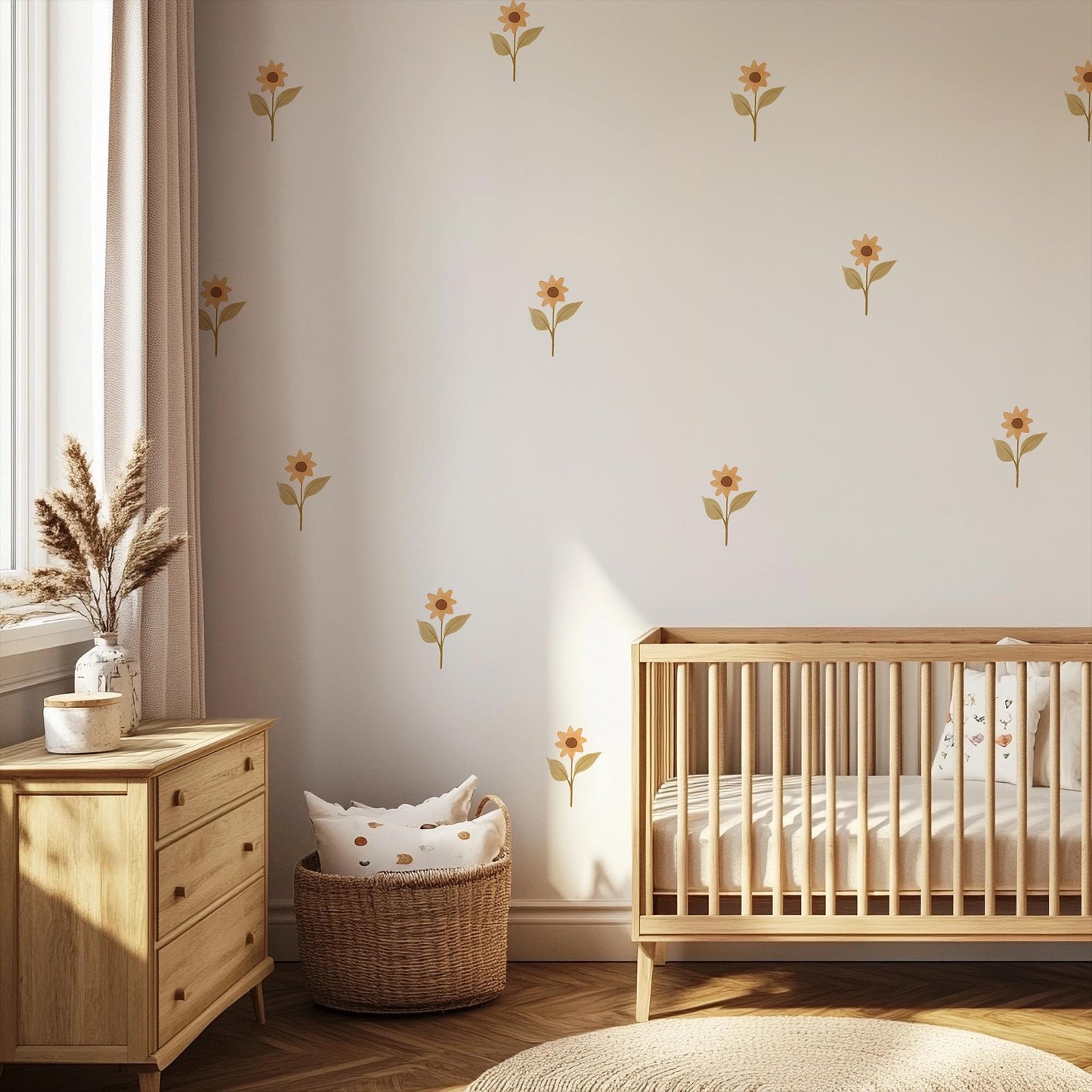 Boho Sunflower Fabric Wall Decals
