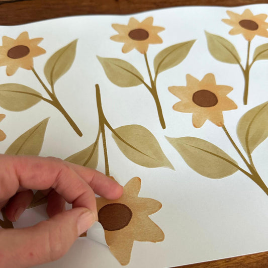 Boho Sunflower Fabric Wall Decals