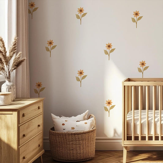 Boho Sunflower Fabric Wall Decals
