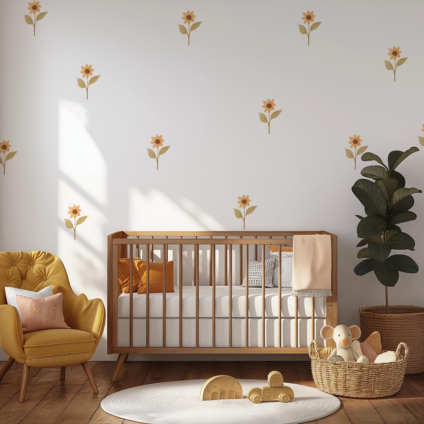 Boho Sunflower Fabric Wall Decals