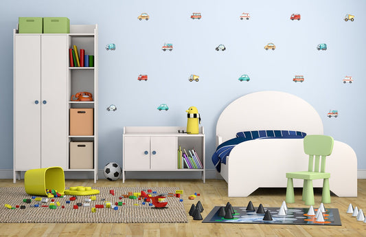 Watercolour Road Vehicles - Fabric Wall Decals