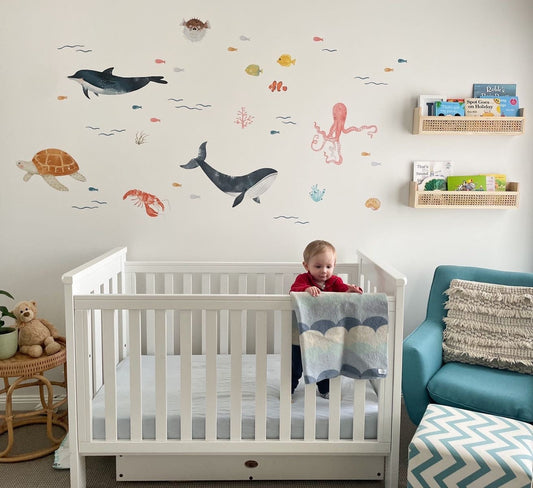 Under the Sea - Fabric Wall Decals (Whale, Dolphin, Octopus, Turtle)