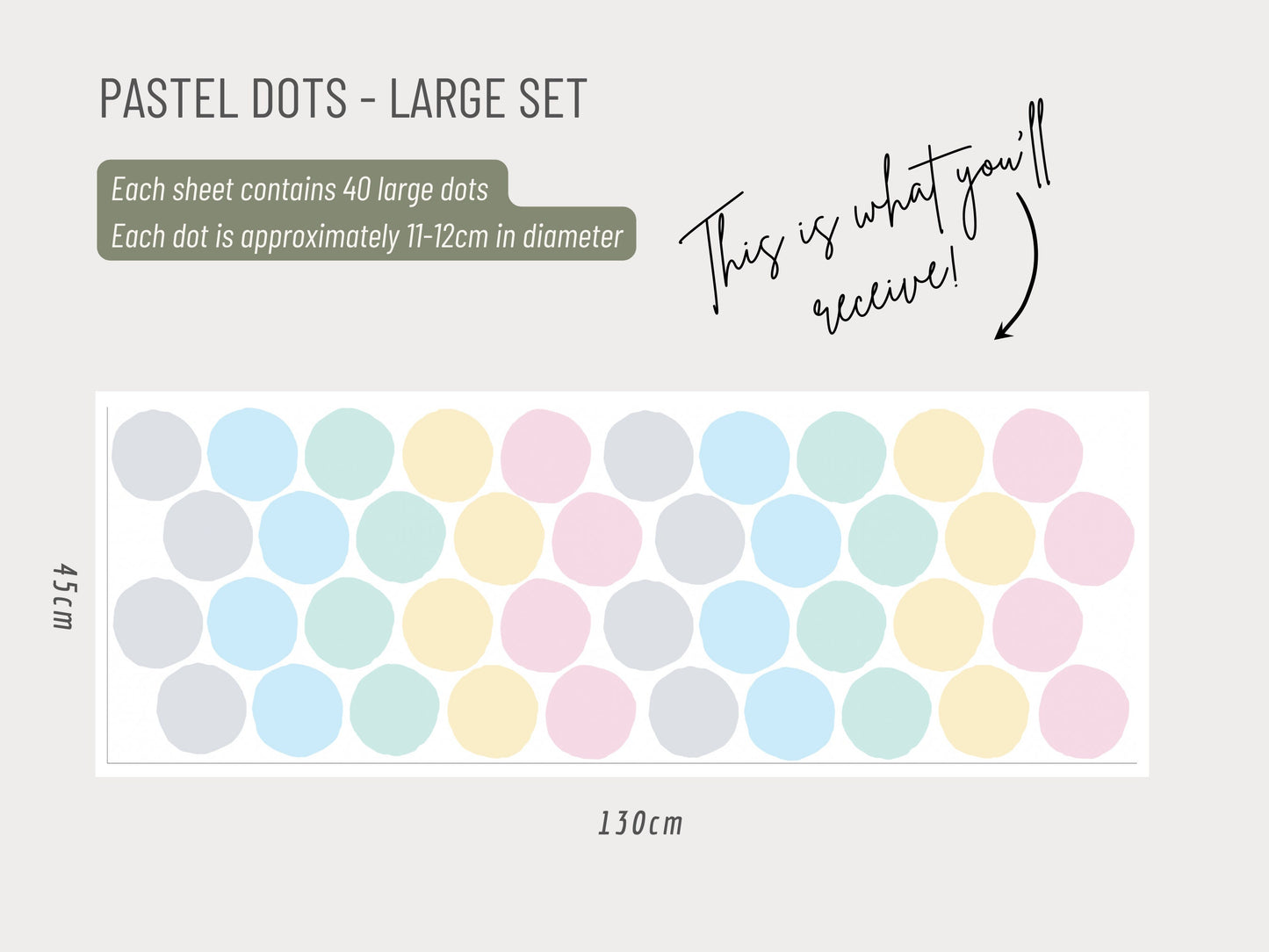 Large Polka Dot Decal - Fabric Peel and Stick Wall Decal, Reusable and Rental friendly, Pastel Wall Sticker, Pastel Nursery Decor, Cute Dots