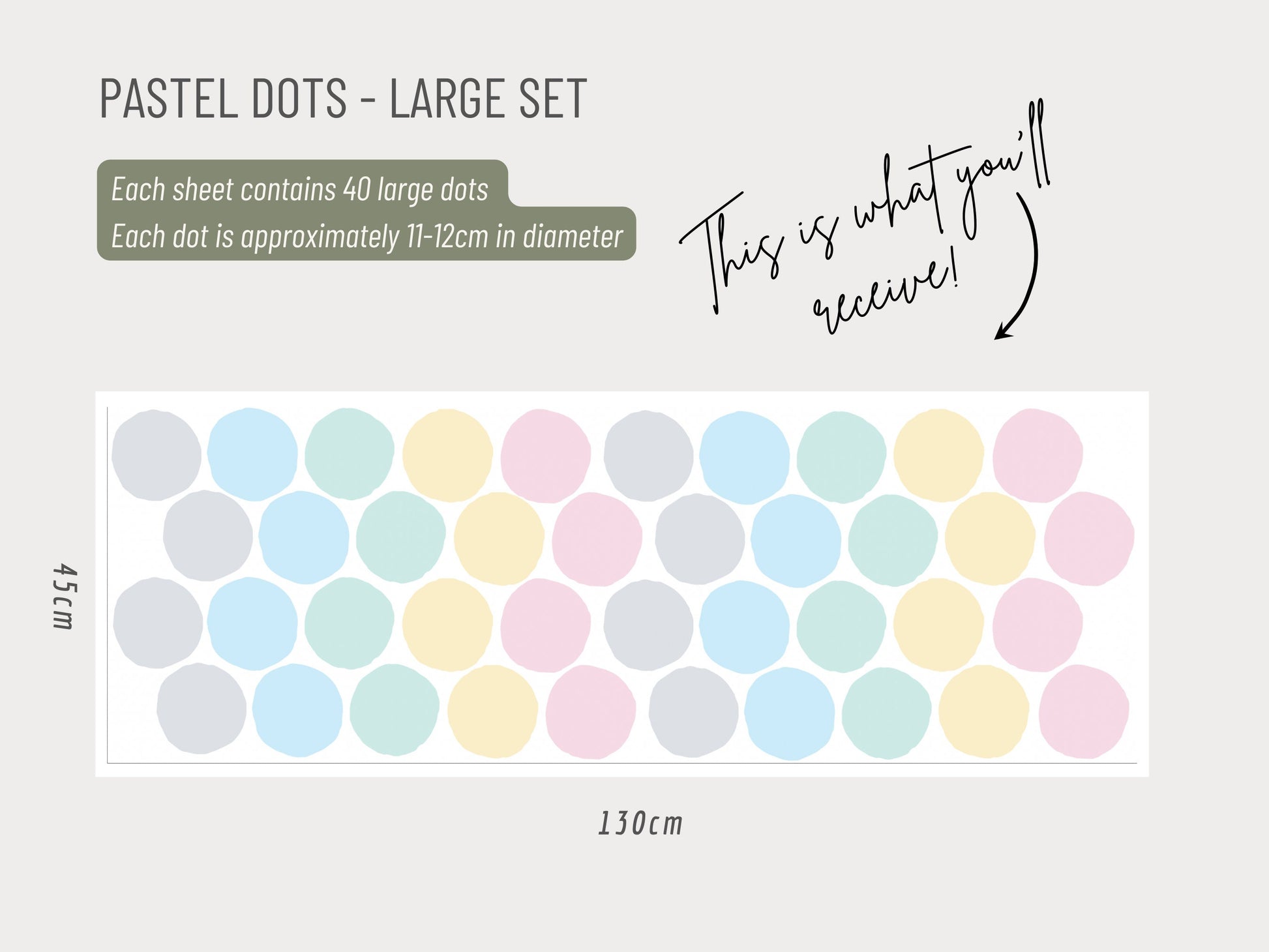 Large Polka Dot Decal - Fabric Peel and Stick Wall Decal, Reusable and Rental friendly, Pastel Wall Sticker, Pastel Nursery Decor, Cute Dots
