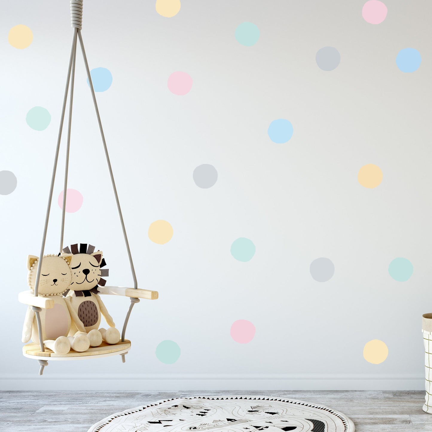 Large Polka Dot Decal - Fabric Peel and Stick Wall Decal, Reusable and Rental friendly, Pastel Wall Sticker, Pastel Nursery Decor, Cute Dots