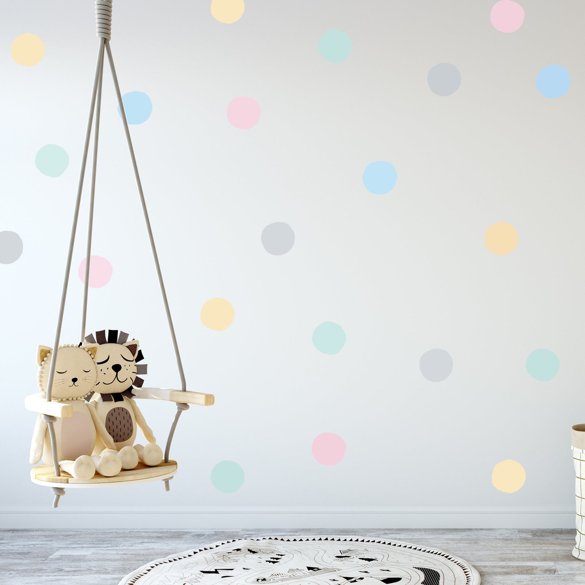 Large Polka Dot Decal - Fabric Peel and Stick Wall Decal, Reusable and Rental friendly, Pastel Wall Sticker, Pastel Nursery Decor, Cute Dots