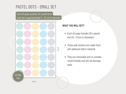 Pastel Rainbow Coloured Dot - Fabric Wall Decals