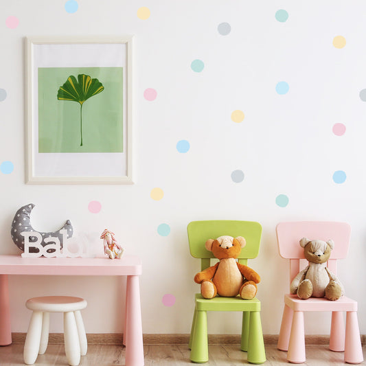 Pastel Rainbow Coloured Dot - Fabric Wall Decals