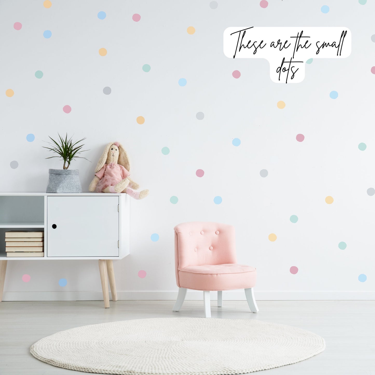Large Polka Dot Decal - Fabric Peel and Stick Wall Decal, Reusable and Rental friendly, Pastel Wall Sticker, Pastel Nursery Decor, Cute Dots