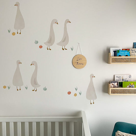 Geese, Apple and Flowers - Fabric Wall Decals