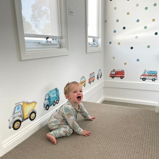 Large Watercolour Road Vehicles - Fabric Wall Decals