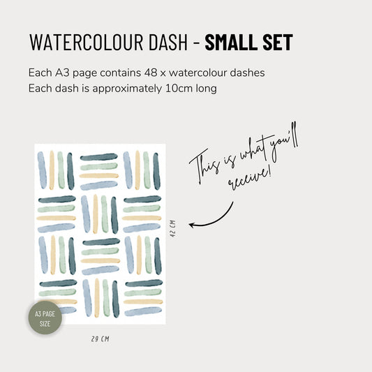 Cool Watercolour Dash Strokes - Fabric Wall Decals