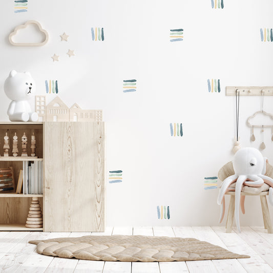 Cool Watercolour Dash Strokes - Fabric Wall Decals