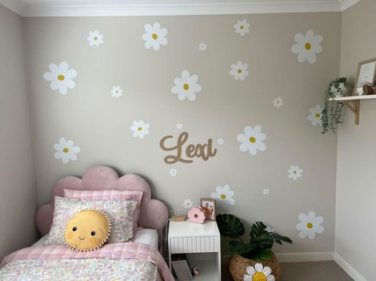 Different Sized Daisy Wall Decals - White with Blush, White with Sand
