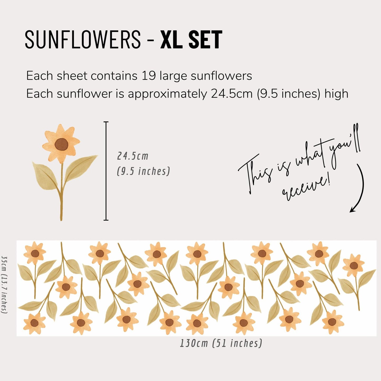 Boho Sunflower Fabric Wall Decals