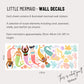 Little Mermaid Wall Stickers for Girls - Girl decals, beach wall stickers, mermaid decor, peel and stick girl wall decor