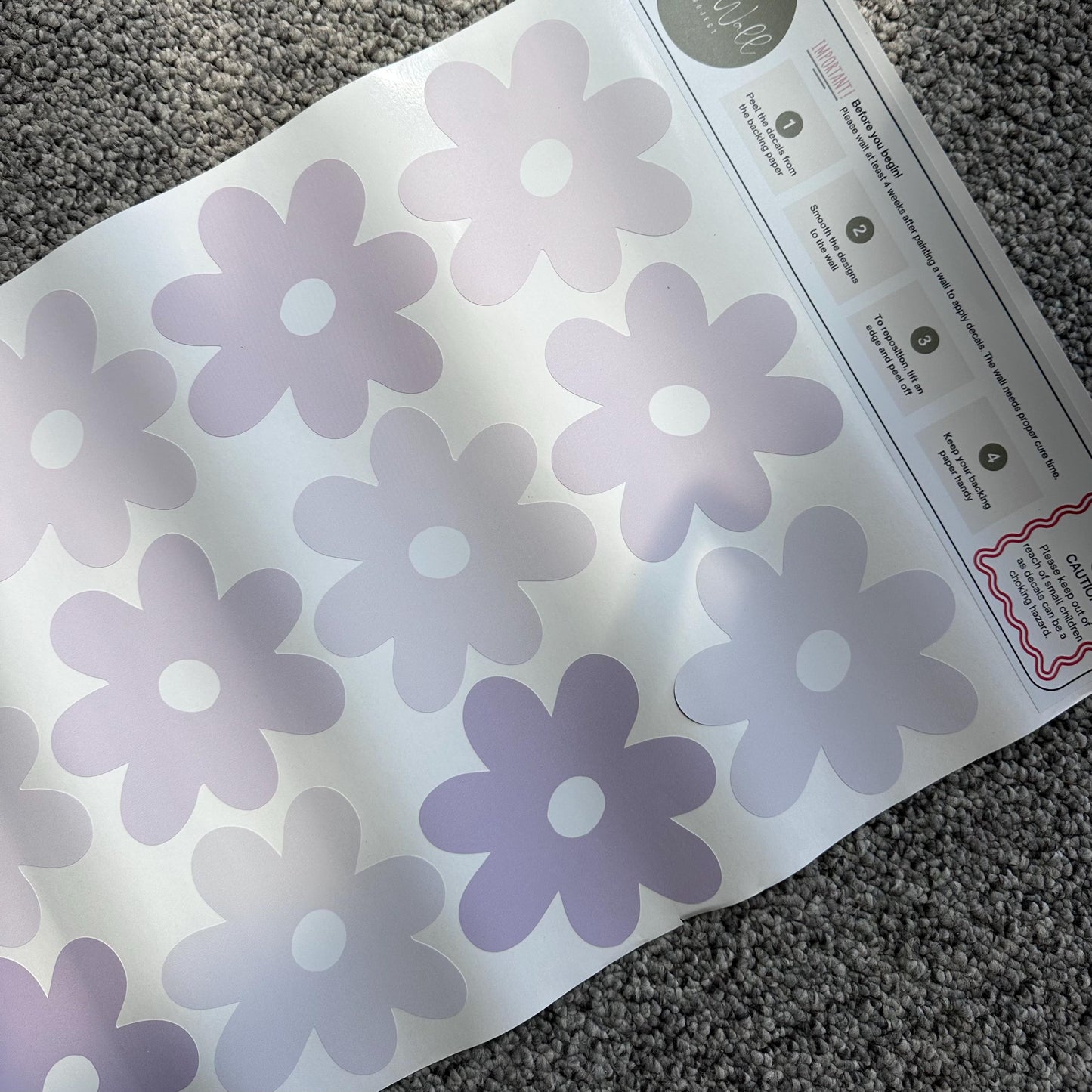 Lilac and Purple Daisy Wall Decals, Flower Decals for Girl, Cute Girl Wall Stickers, Daisy Wall Sticker, Nursery Decor, Mixed Purple Flowers
