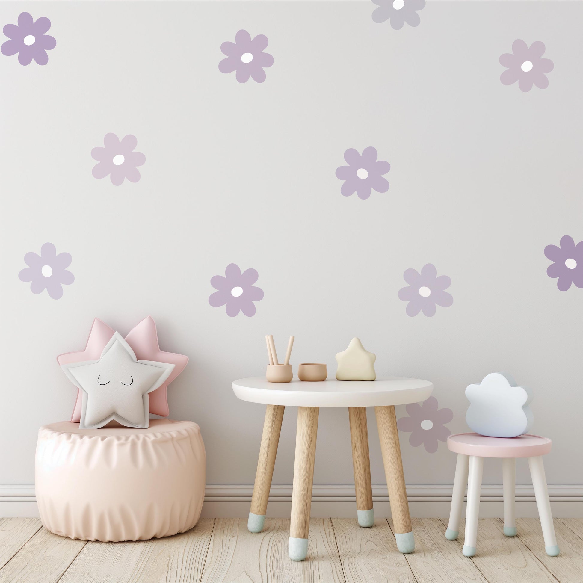Lilac and Purple Daisy Wall Decals, Flower Decals for Girl, Cute Girl Wall Stickers, Daisy Wall Sticker, Nursery Decor, Mixed Purple Flowers
