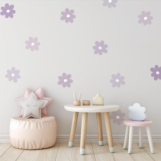 Lilac and Purple Daisy Wall Decals, Flower Decals for Girl, Cute Girl Wall Stickers, Daisy Wall Sticker, Nursery Decor, Mixed Purple Flowers