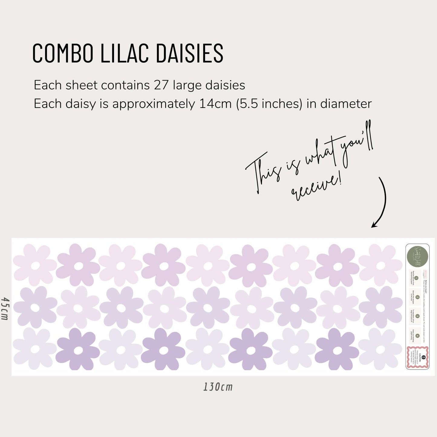 Lilac and Purple Daisy Wall Decals, Flower Decals for Girl, Cute Girl Wall Stickers, Daisy Wall Sticker, Nursery Decor, Mixed Purple Flowers
