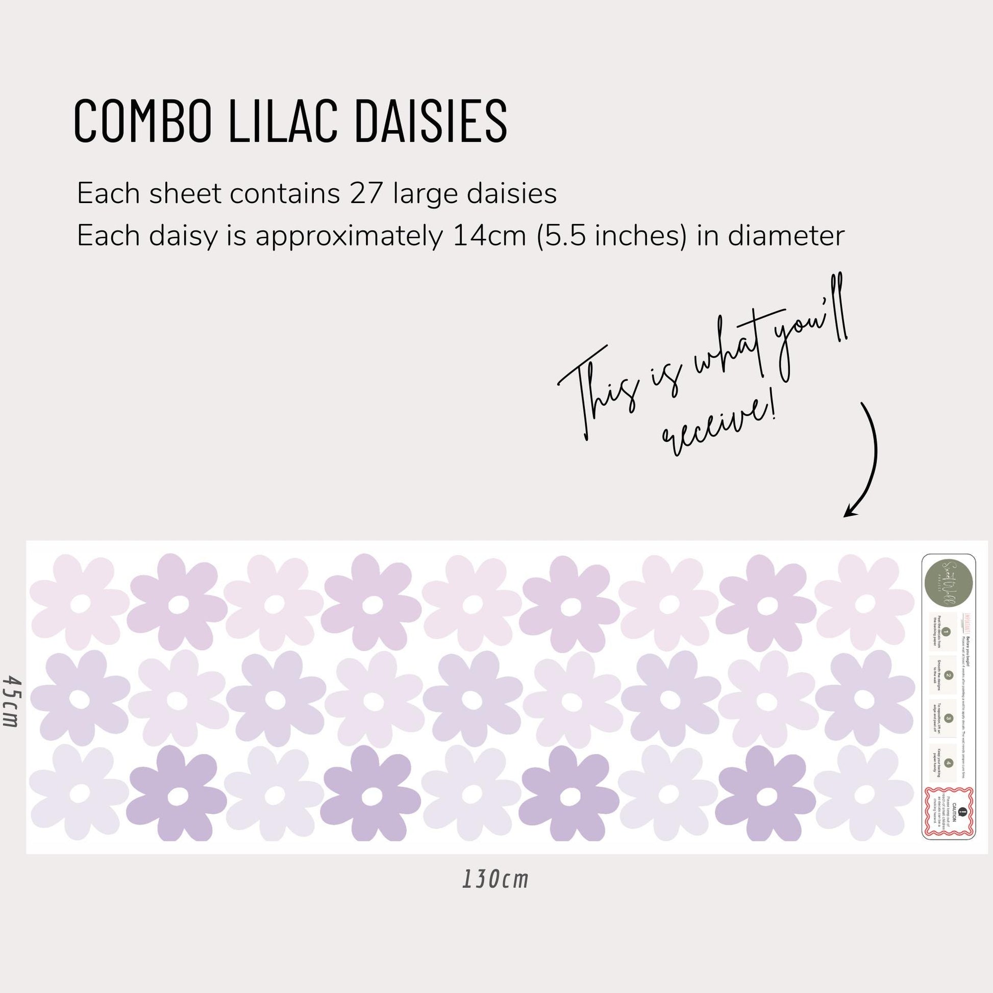 Lilac and Purple Daisy Wall Decals, Flower Decals for Girl, Cute Girl Wall Stickers, Daisy Wall Sticker, Nursery Decor, Mixed Purple Flowers
