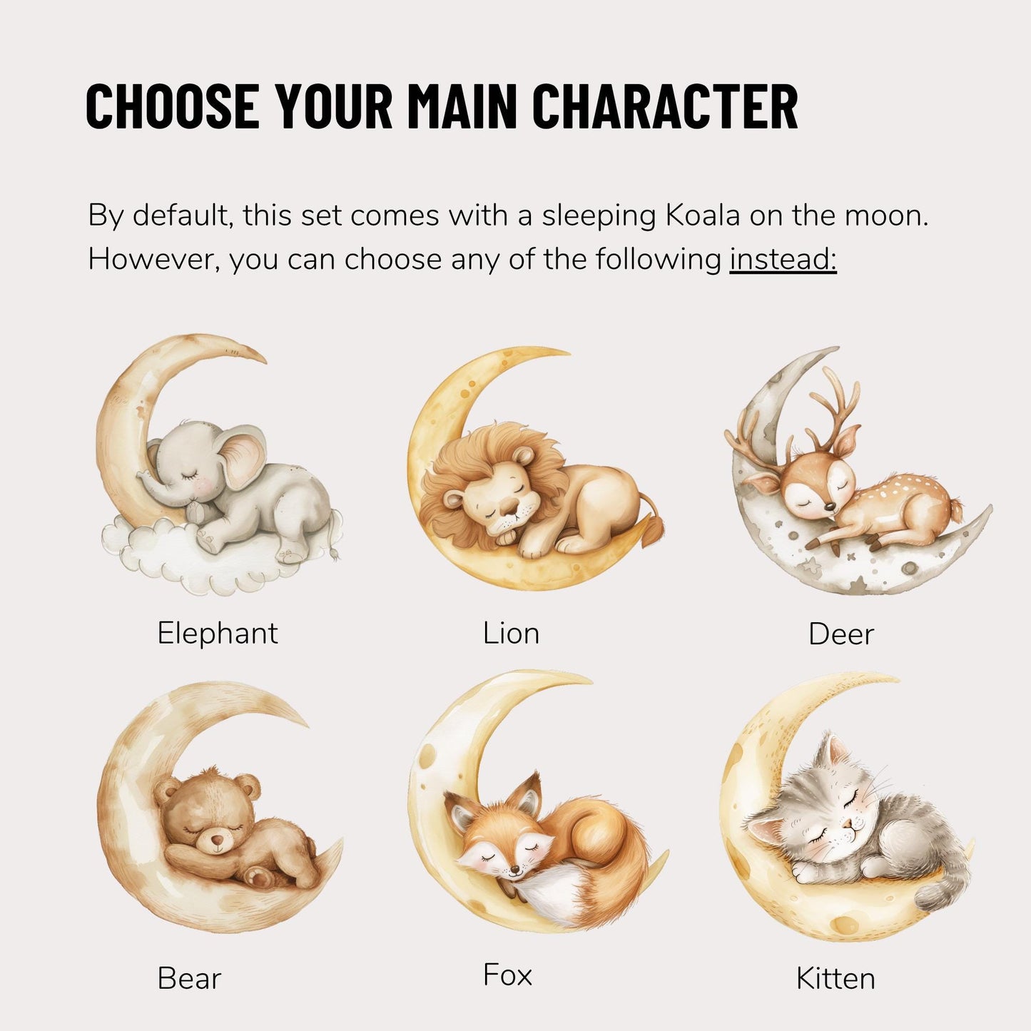 Sleeping Koala Wall Decals | Koala Nursery Decor | Moon & Stars Wall Stickers | Australian Animal Baby Room Decor | Kids Bedroom Wall Art