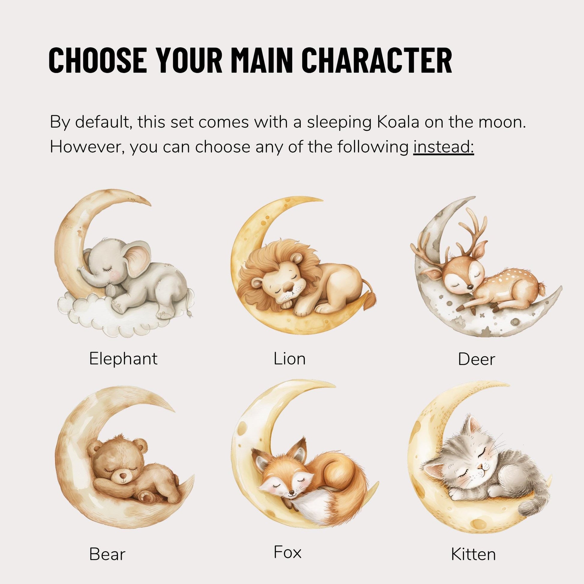 Sleeping Koala Wall Decals | Koala Nursery Decor | Moon & Stars Wall Stickers | Australian Animal Baby Room Decor | Kids Bedroom Wall Art