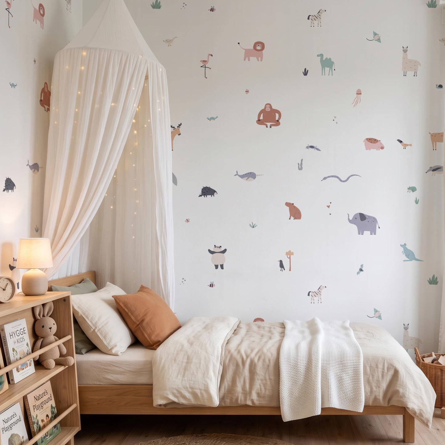 Mini Animal Nursery Wall Stickers | Set of 3 A3 Sheets | Elephant, Lion, Llama & Friends | Peel and Stick Decals